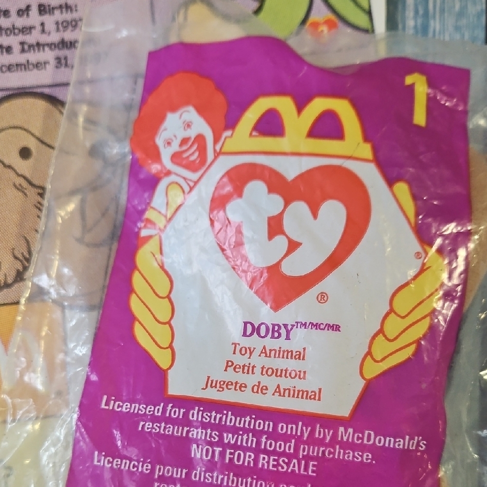 Ty Doby Toy Animal with McDonald's Packaging